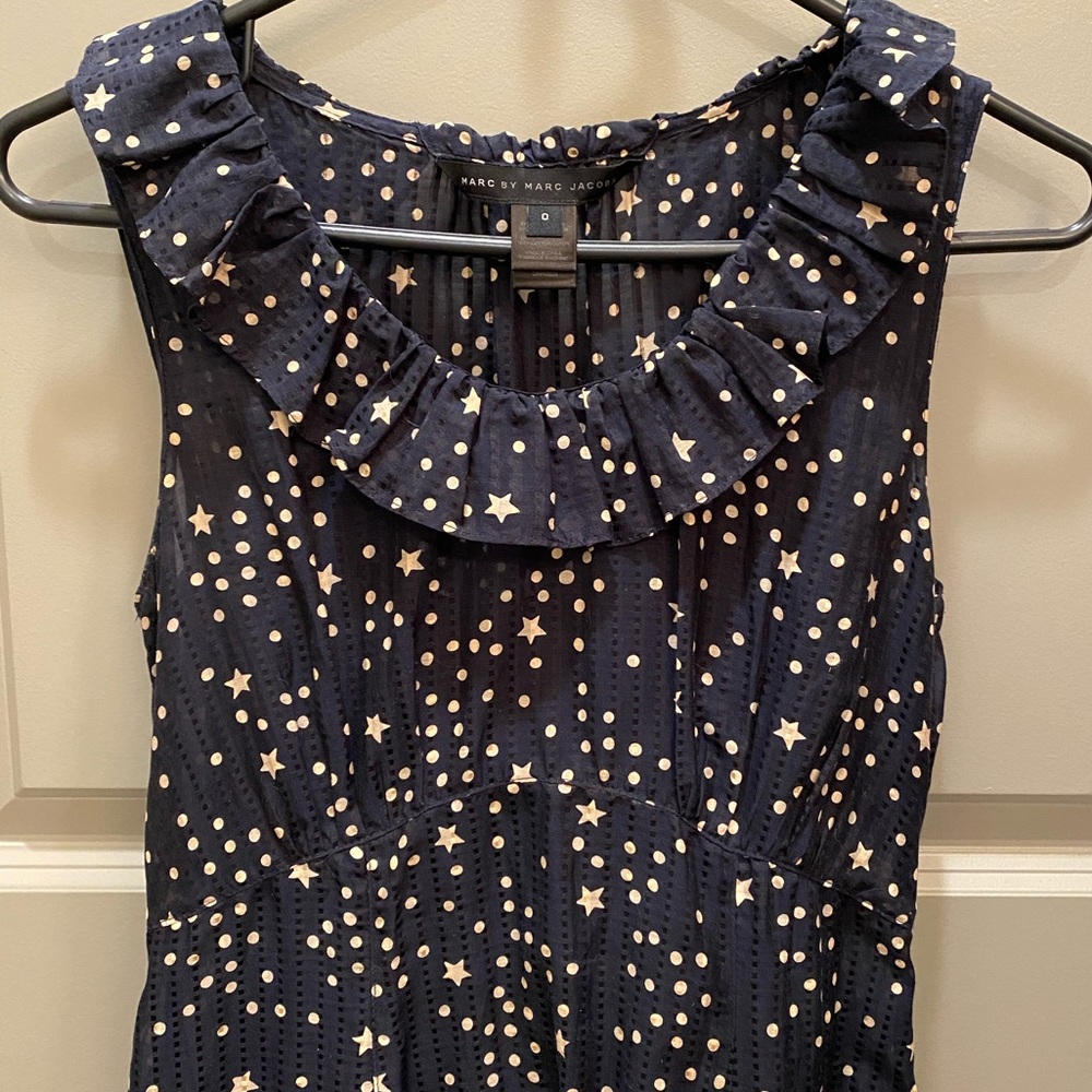 Marc by Marc Jacobs Silk Blend Navy Star Dress